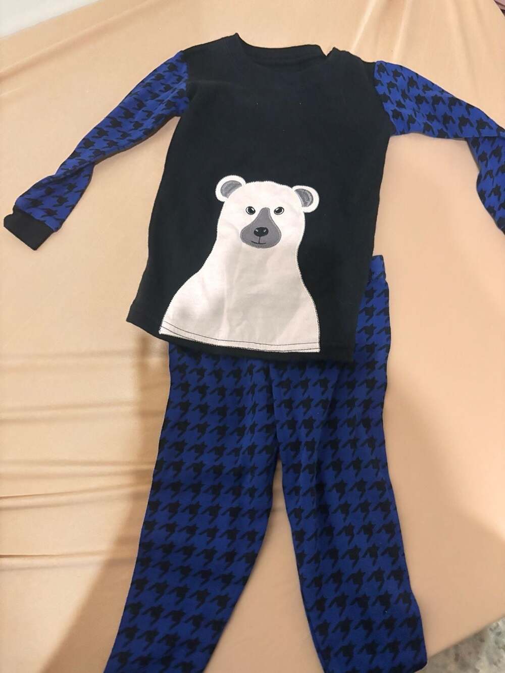 Leveret Polar Bear Pajama Set Size 2 Years Blue Black